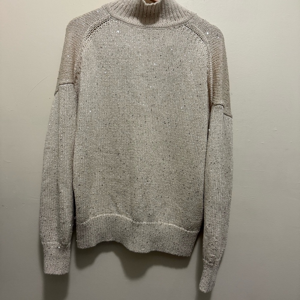 J.Crew Natural Sequin Polo Pullover Sweater XL - Picture 7 of 10